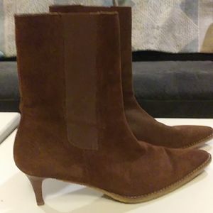 Brown suede booties